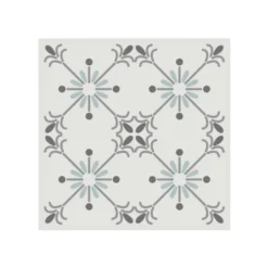 STC Stickers Muraux 6 Stickers à Carreaux De Ciment Blanc Gris Et Bleu 15x15cm