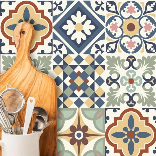 STC Stickers Muraux 6 Stickers Carreaux De Ciment 15x15cm 4 STC Stickers Muraux 6 Stickers Carreaux De Ciment 15x15cm – Image 2