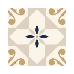 STC Stickers Muraux 6 Stickers Carreaux De Ciment Beige Et Or 15x15cm