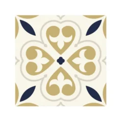 STC Stickers Muraux 6 Stickers Carreaux De Ciment Beige Or Et Bleu 15x15cm