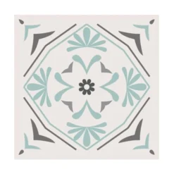 STC Stickers Muraux 6 Stickers Carreaux De Ciment Gris Et Vert 15x15cm