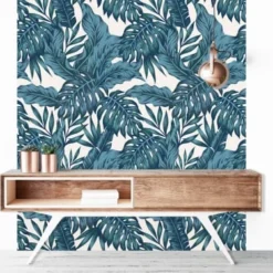 Le Grand Cirque Papiers Peints Papier Peint Adhésif Palmeraie Bleu Paon 80cmx2m50
