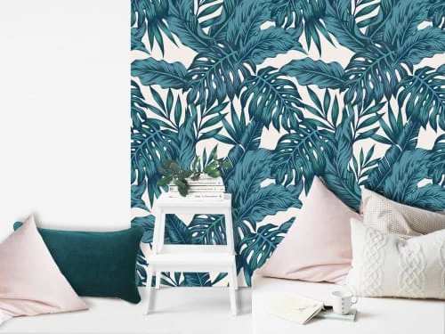 Le Grand Cirque Papiers Peints Papier Peint Adhésif Palmeraie Bleu Paon 80cmx2m50 4 Le Grand Cirque Papiers Peints Papier Peint Adhésif Palmeraie Bleu Paon 80cmx2m50 – Image 2