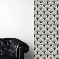 Le Grand Cirque Papiers Peints Papier Peint Adhésif Seigaiha Noir 60cmx2m50 -Papiers peints Soldes papier peint adhesif seigaiha noir 60cmx2m50 3