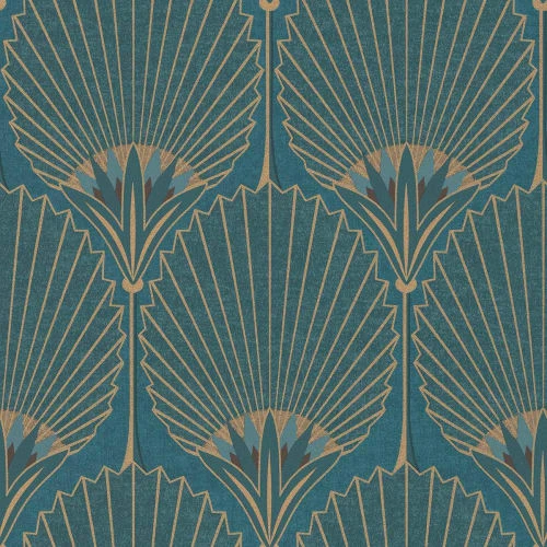 Hexoa Papiers Peints Papier Peint Art Deco Bleu Paon 53x1000cm 4 Hexoa Papiers Peints Papier Peint Art Deco Bleu Paon 53x1000cm – Image 2