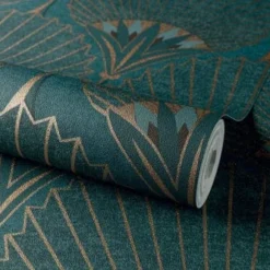 Hexoa Papiers Peints Papier Peint Art Deco Bleu Paon 53x1000cm 7 Hexoa Papiers Peints Papier Peint Art Deco Bleu Paon 53x1000cm -Papiers peints Soldes papier peint art deco bleu paon 53x1000cm 2