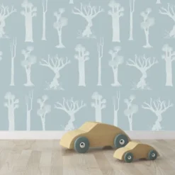 Atelier Mouti Papiers Peints Papier Peint Bleu Gris Imprimé Nature