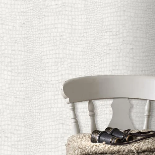 Boutique Papiers Peints Papier Peint Intissé Crocodile Vinyle Expansé Blanc 1005x52cm 5 Boutique Papiers Peints Papier Peint Intissé Crocodile Vinyle Expansé Blanc 1005x52cm – Image 3