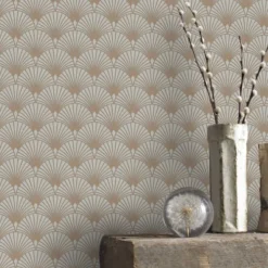 Superfresco Easy Papiers Peints Papier Peint Intissé Gatsby Art Déco écailles Beige Or 1005x52cm