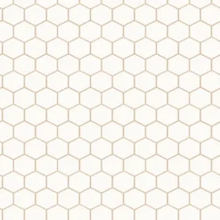 Superfresco Easy Papiers Peints Papier Peint Intissé Hexagone Geo Blanc Cuivre Or 1005x52cm -Papiers peints Soldes papier peint intisse hexagone geo blanc cuivre or 1005x52cm 2