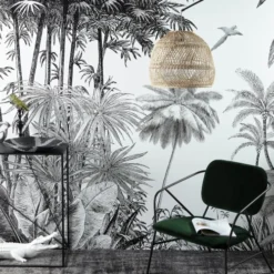 Maisons Du Monde Papiers Peints Papier Peint Intissé Imprimé Jungle Noir Et Blanc 300x350