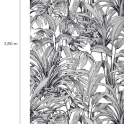 Hexoa Papiers Peints Papier Peint Jungle Bananier Noir Et Blanc 53x840cm -Papiers peints Soldes papier peint jungle bananier noir et blanc 53x840cm 2