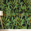 Yeda Design Papiers Peints Papier Peint Motifs Bananiers Fleurs Noir 255x260cm -Papiers peints Soldes papier peint motifs bananiers fleurs noir 255x260cm
