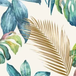 Hexoa Papiers Peints Papier Peint Palme D'or Et Feuilles Exotiques 53x840cm -Papiers peints Soldes papier peint palme d or et feuilles exotiques 53x840cm 2