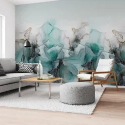 99Déco Papiers Peints Papier Peint Panoramique Graphique Turquoise 336x270cm