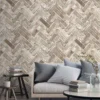 Hexoa Papiers Peints Papier Peint Trompe L'œil Brique Chevron 53x1000cm -Papiers peints Soldes papier peint trompe l oeil brique chevron 53x1000cm