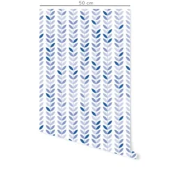 Decochic Papiers Peints Papier Peint Vinyle Adhésif Feuilles Vintage Bleu 50x300 Cm -Papiers peints Soldes papier peint vinyle adhesif feuilles vintage bleu 50x300 cm 1