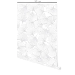 Decochic Papiers Peints Papier Peint Vinyle Adhésif Gingko Gris 50x300 Cm -Papiers peints Soldes papier peint vinyle adhesif gingko gris 50x300 cm 1