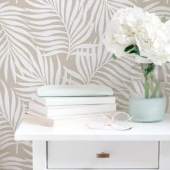 Decochic Papiers Peints Papier Peint Vinyle Adhésif Tropicale Gris Tourterelle 50x300 Cm -Papiers peints Soldes papier peint vinyle adhesif tropicale gris tourterelle 50x300 cm 2