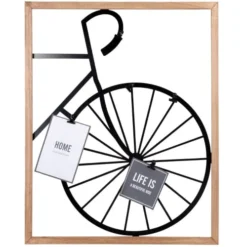 Maisons Du Monde Pêle-mêle Photos Pêle Mêle En Métal Filaire Noir Roue De Vélo Et En Bois D'hévéa