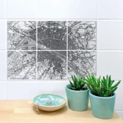 Wadiga Stickers Muraux Set De 6 Stickers Pour Carrelage Noirs Et Transparents -Papiers peints Soldes set de 6 stickers pour carrelage noirs et transparents 1