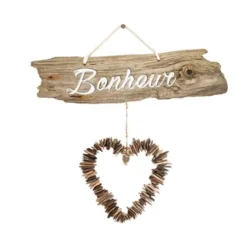 Toilinux Stickers Muraux Sticker Cœur Bonheur 70 X 20 Cm Blanc Et Marron